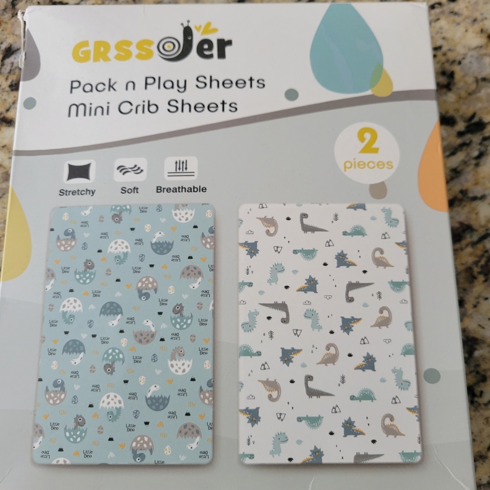 NIB Pack and Play Crib Sheets Twin Pack